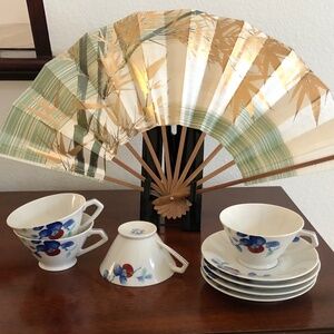 Rare Noritake 1389 Fruit - 4-sets Coffee/Tea Cups and Saucers
